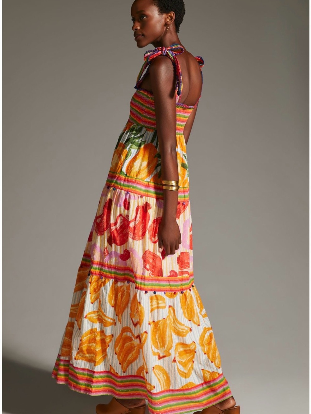 FARM Rio Multicolor Striped & Tropical Print Maxi Dress - Picture 2 of 4